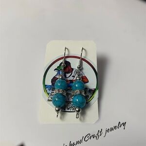 Blue and Silver Hoop Earrings with Textured Design. Customized @Pictonshandcraft